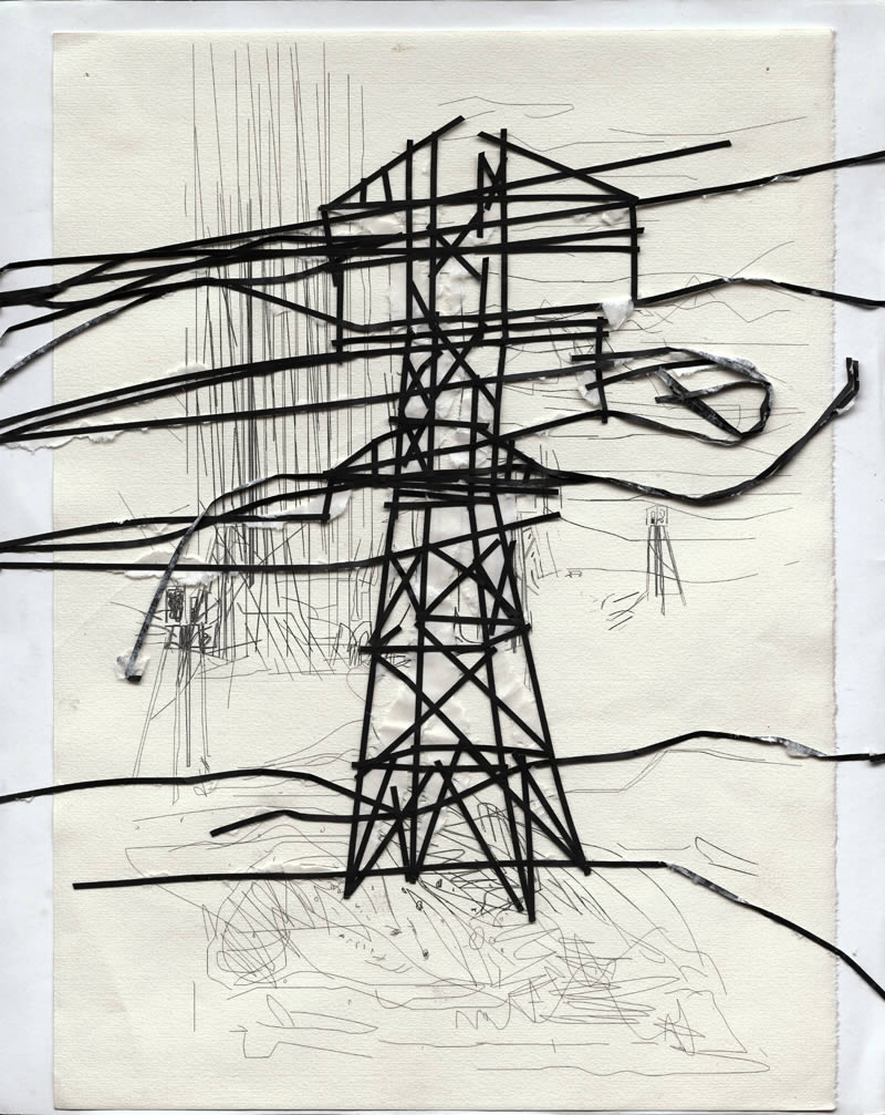 2005 Telegrafenmast paper AndreasGehlen - Untitled / The teasing brothers IV